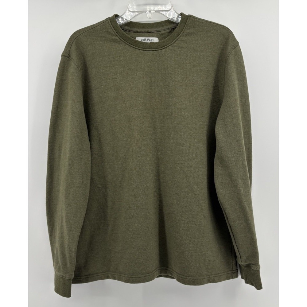 ORVIS Crew Neck Pullover Sweater Long Sleeve Mens M, Army Green Smart Casual